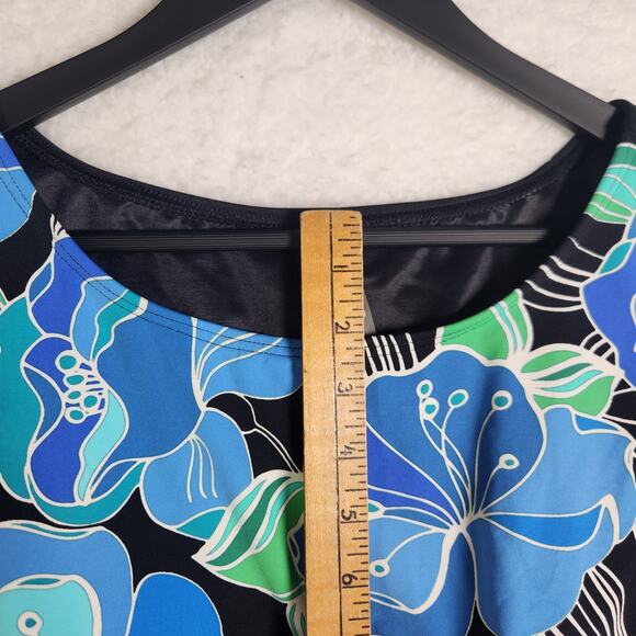 Lands End Tankini Swim Top Plus 20W Long Torso Tall Floral Black Blue Modest - Picture 10 of 14